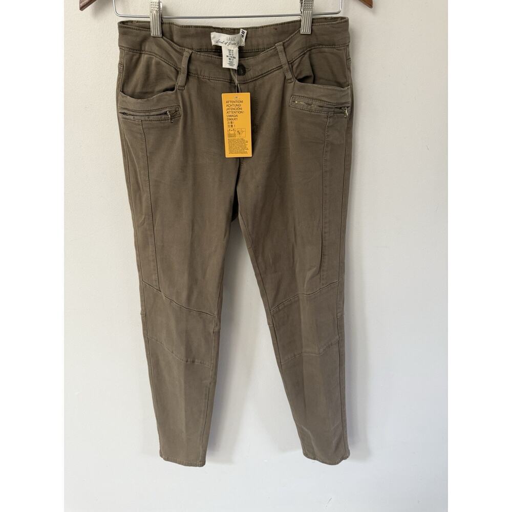 H&M L.O.G.G. Straight Leg Chino Pants Brown High Rise Khakis Women Size 12 New
